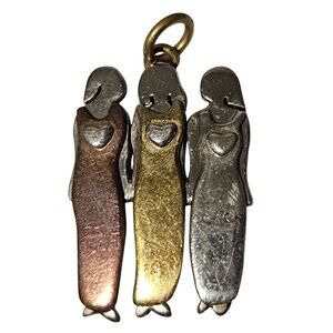 Vintage M&Co Tri Color Family Pendant Charm Daughters Mothers Day Jewelry Gift